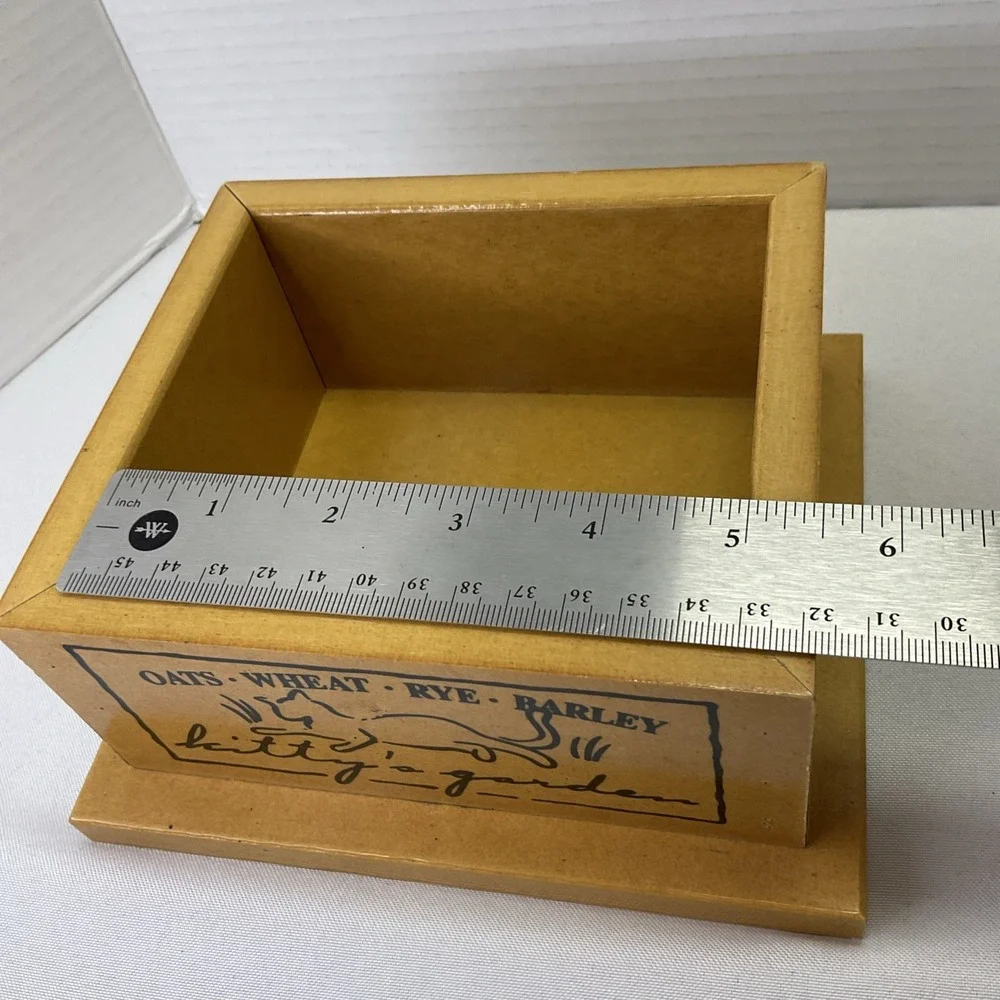 Wooden Kitty's Garden Catnip‎ Planter Desk Organizer Trinket Box
